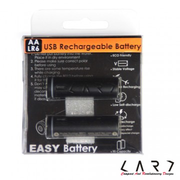 AA(3號) USB 環保電池 2入 - 黑