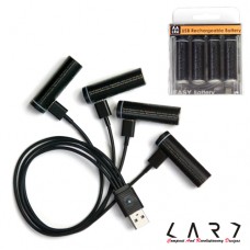 AA(3號) USB 環保電池 4入 - 黑