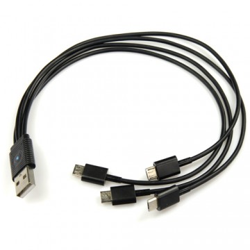 Micro USB 1對4 充電線 - 黑