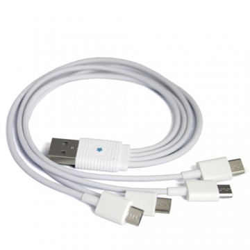 Micro USB 1對4 充電線 - 白